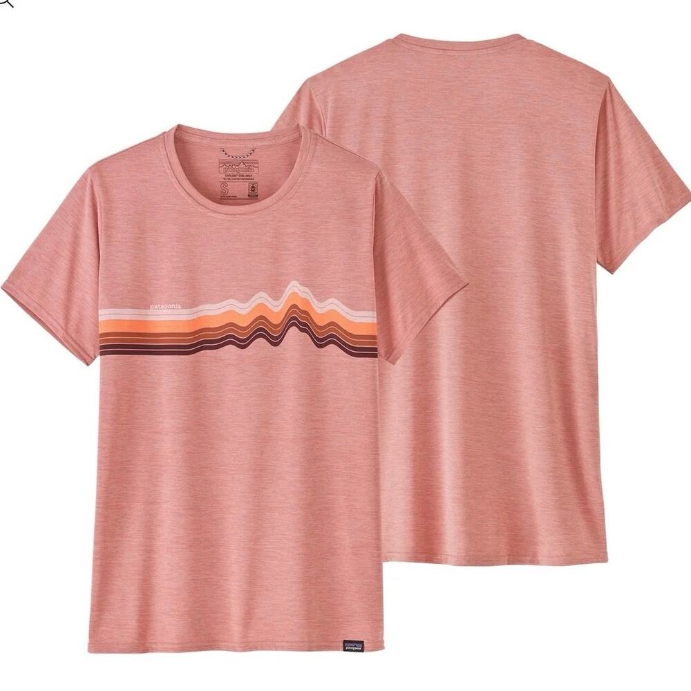 Patagonia Capilene Cool Sunset Mountain Pink Women’s Graphic Tee S